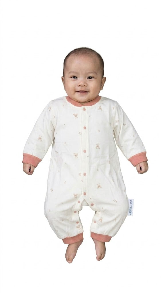 New born full Romper - imported cotton dark peach colour