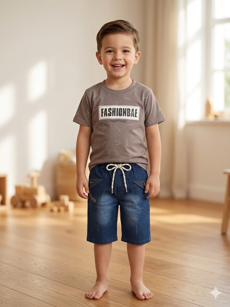 Kids Printed T-Shirt & Shorts Set – Trendy Casual Outfit
