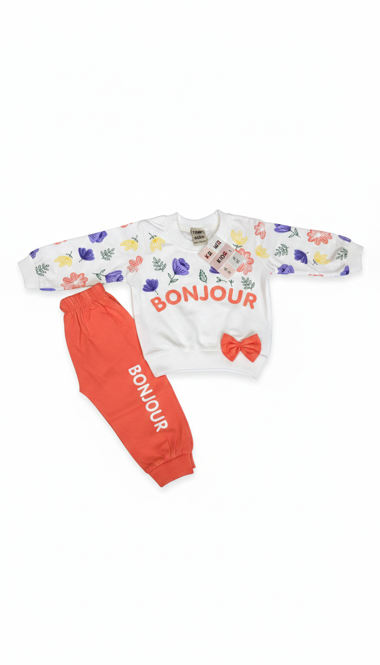 Girls 2 Piece Cotton Pajama Set with Full Sleeves Shirt and Pajama