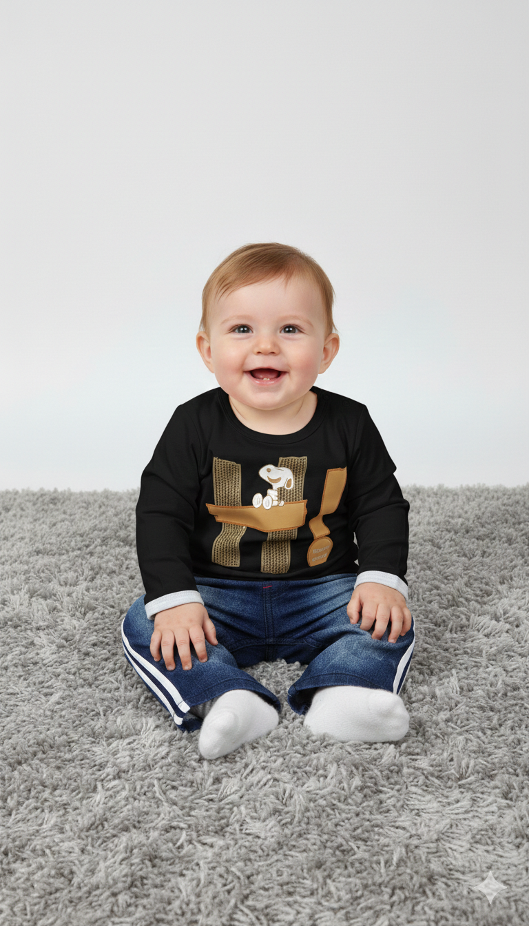 Baby Boys 2 Piece Set with Cotton Shirt and Jeans Pant