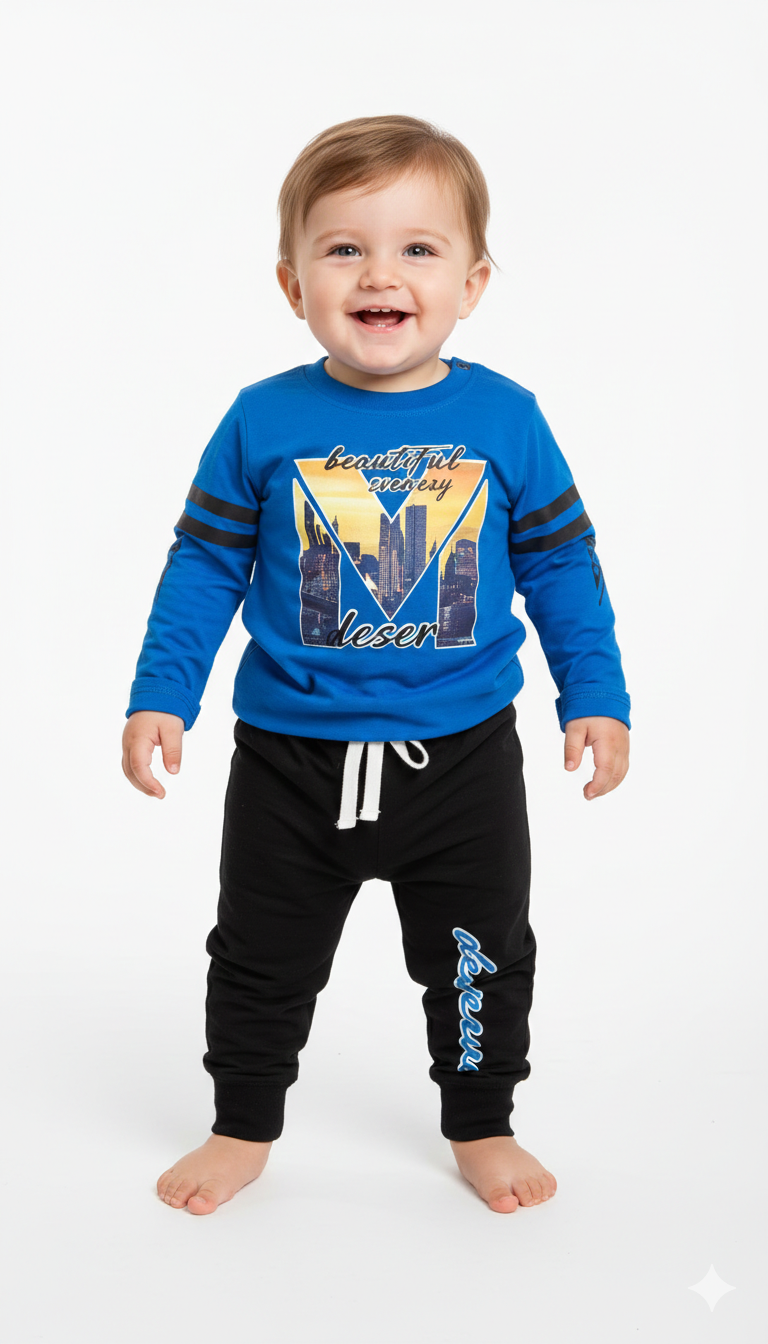 Boys 2 Piece Pajama Set – Full Sleeves Shirt & Pajama