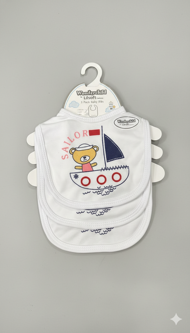 Baby Bibs Pack of 3 – White Cotton