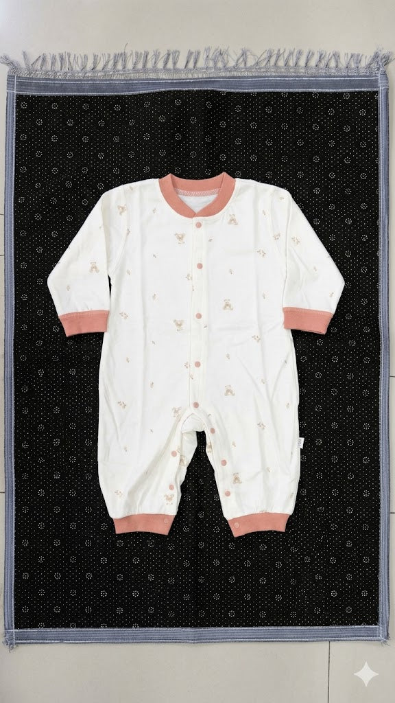 New born full Romper - imported cotton dark peach colour