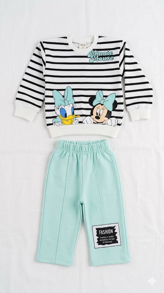 Girls 2 Piece Plazo Set with Cotton Shirt and Terry Plazo Pant