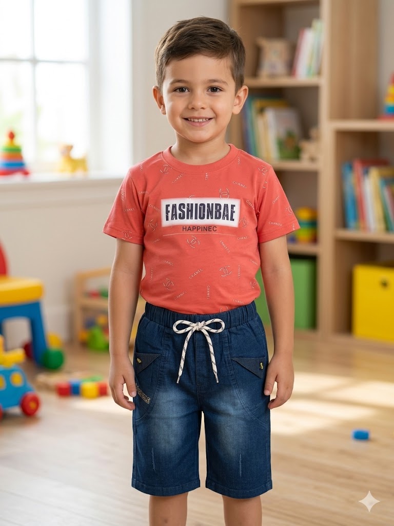 Kids Printed T-Shirt & Shorts Set – Trendy Casual Outfit