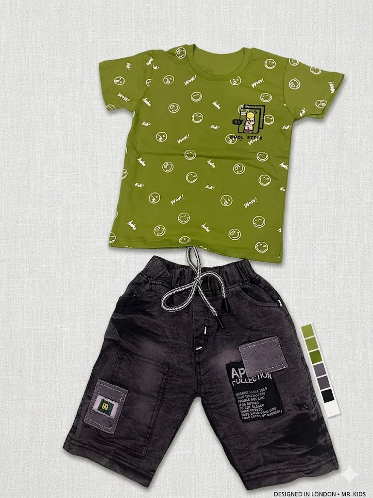 Kids Printed T-Shirt & Casual Shorts Set