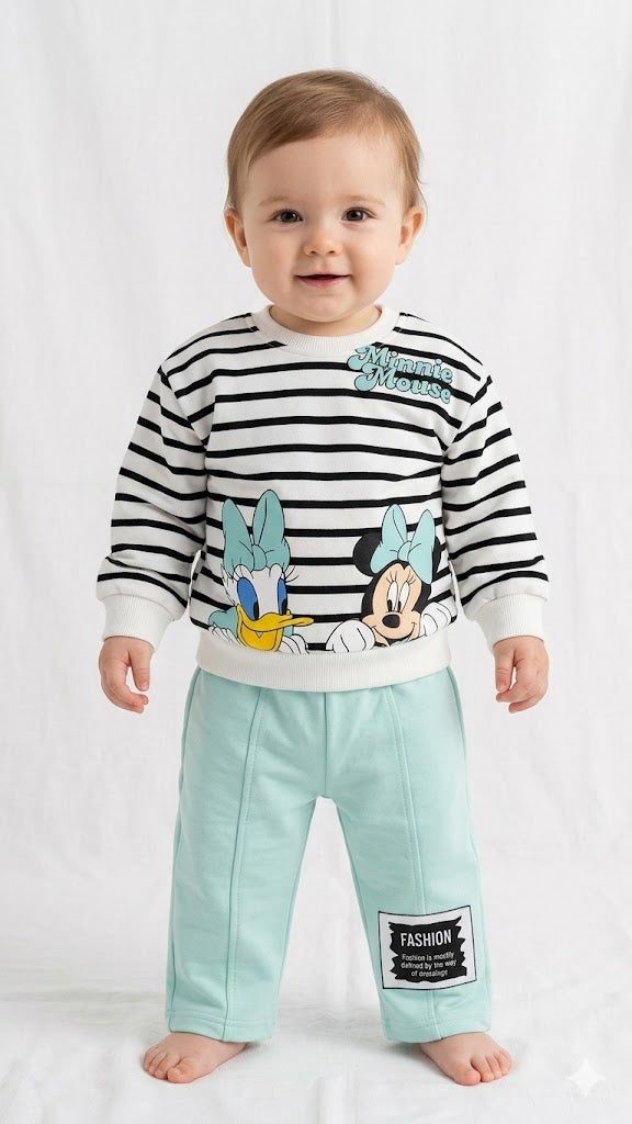 Girls 2 Piece Plazo Set with Cotton Shirt and Terry Plazo Pant