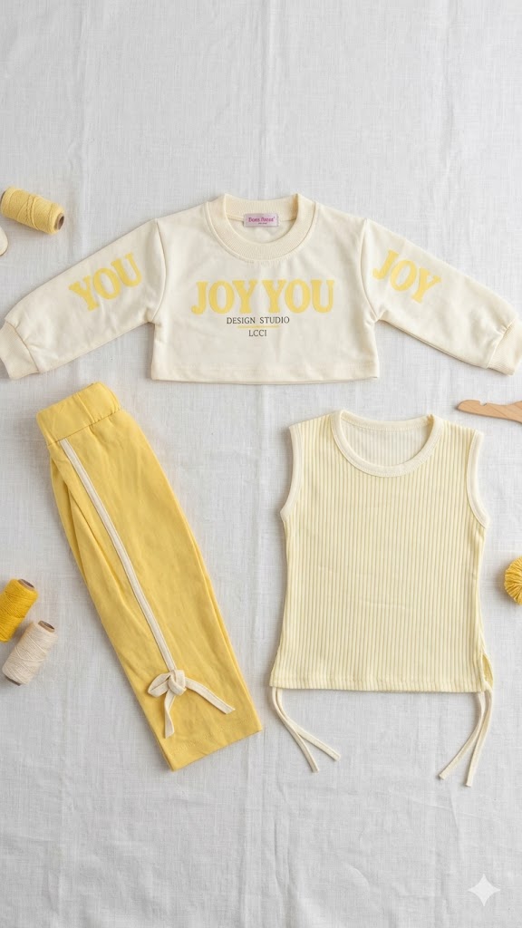Girls   3 Piece Dress Set with Sleeveless Shirt, Trouser and Inner Shirt