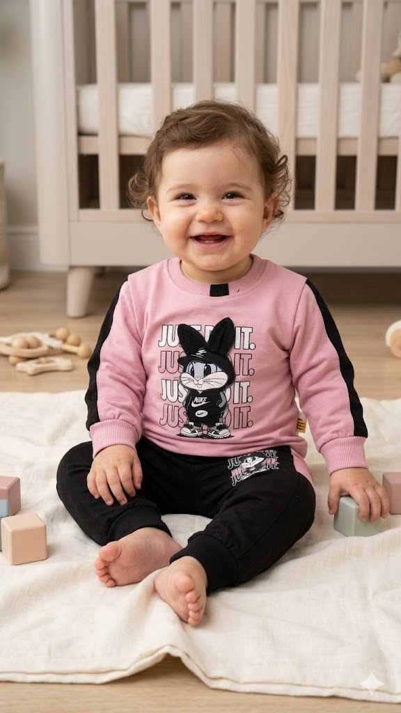 Baby Girls 2 Piece Cotton Pajama Set with Full Sleeves Shirt and Pajama