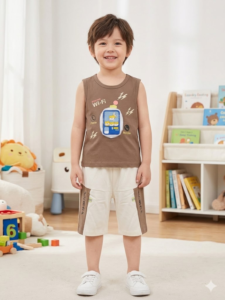 Kids Casual Summer Sleeveless T-Shirt & Shorts Set